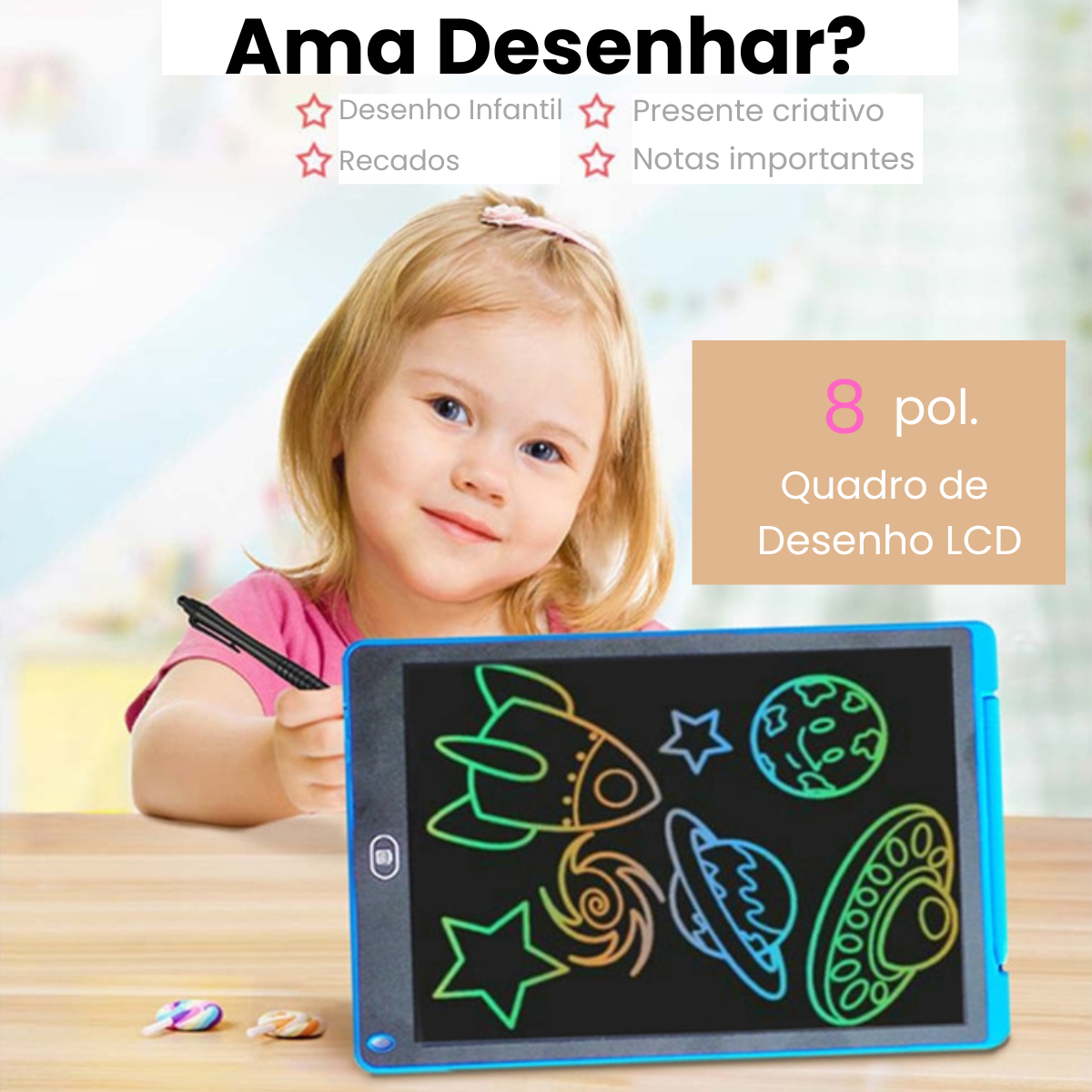 Tablet Mágico Infantil 8,5" LCD